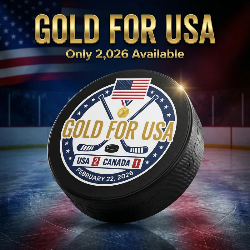 Gold For USA – Limited Edition Hockey Puck – USA 2 Canada 1 – February 22 2026